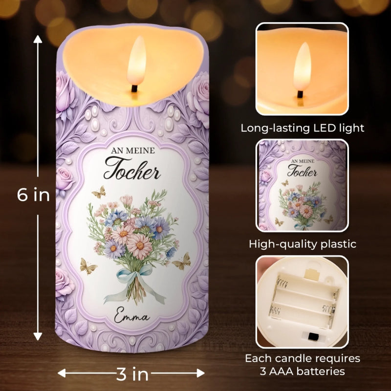 Personalisierte LED-Kerze – Geschenk für Tochter – Du Meine Ganze Welt Bist