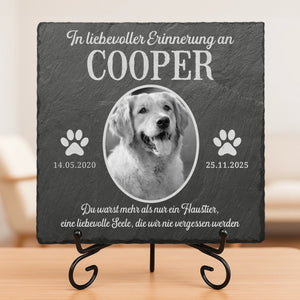 Personalisierter quadratischer Stein mit Ständern und Foto – Tiergedenkgeschenk für Haustierbesitzer – In liebevoller Erinnerung