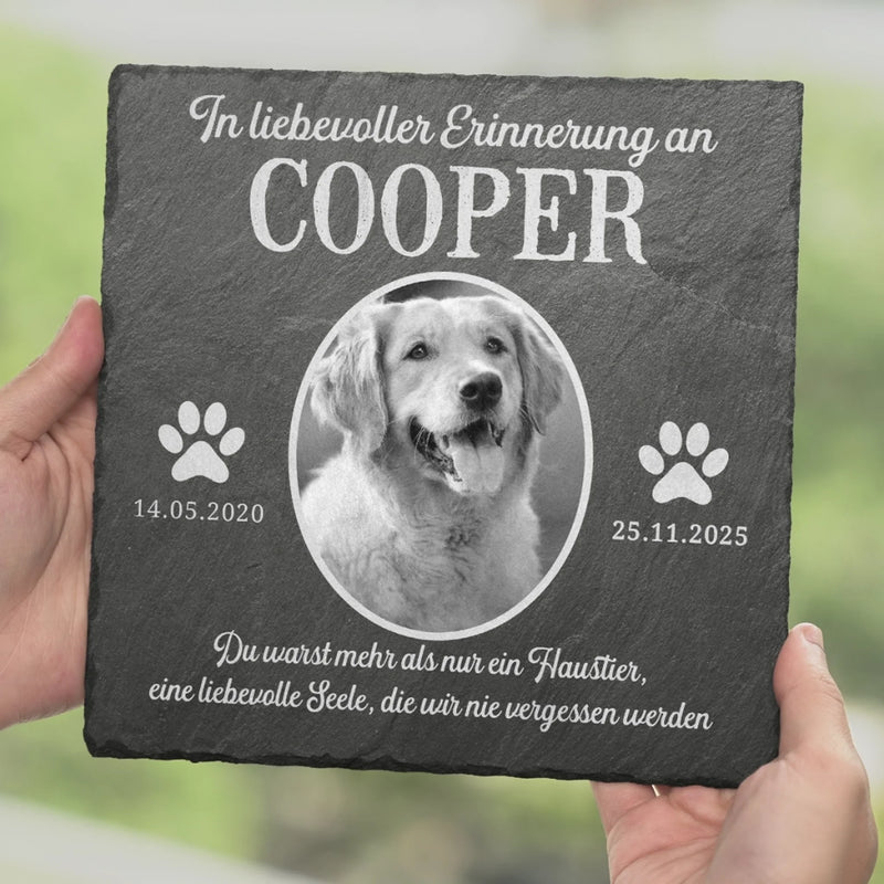 Personalisierter quadratischer Stein mit Ständern und Foto – Tiergedenkgeschenk für Haustierbesitzer – In liebevoller Erinnerung