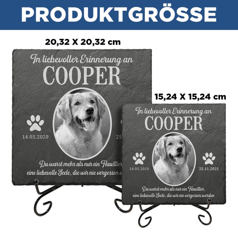 Personalisierter quadratischer Stein mit Ständern und Foto – Tiergedenkgeschenk für Haustierbesitzer – In liebevoller Erinnerung