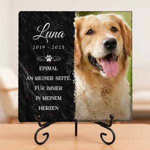 Personalisierter quadratischer Stein mit Ständern und Foto – Tiergedenkgeschenk für Haustierbesitzer – Mein Schwerster Abschied