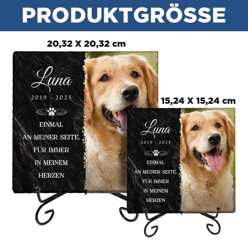 Personalisierter quadratischer Stein mit Ständern und Foto – Tiergedenkgeschenk für Haustierbesitzer – Mein Schwerster Abschied