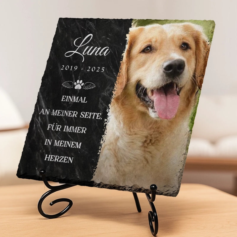 Personalisierter quadratischer Stein mit Ständern und Foto – Tiergedenkgeschenk für Haustierbesitzer – Mein Schwerster Abschied