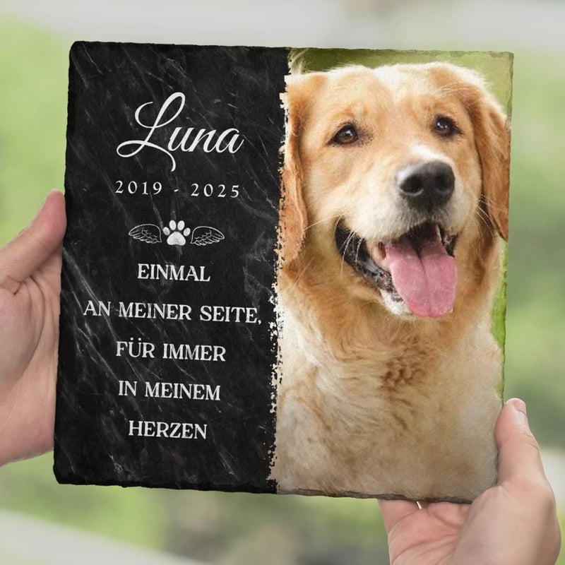 Personalisierter quadratischer Stein mit Ständern und Foto – Tiergedenkgeschenk für Haustierbesitzer – Mein Schwerster Abschied