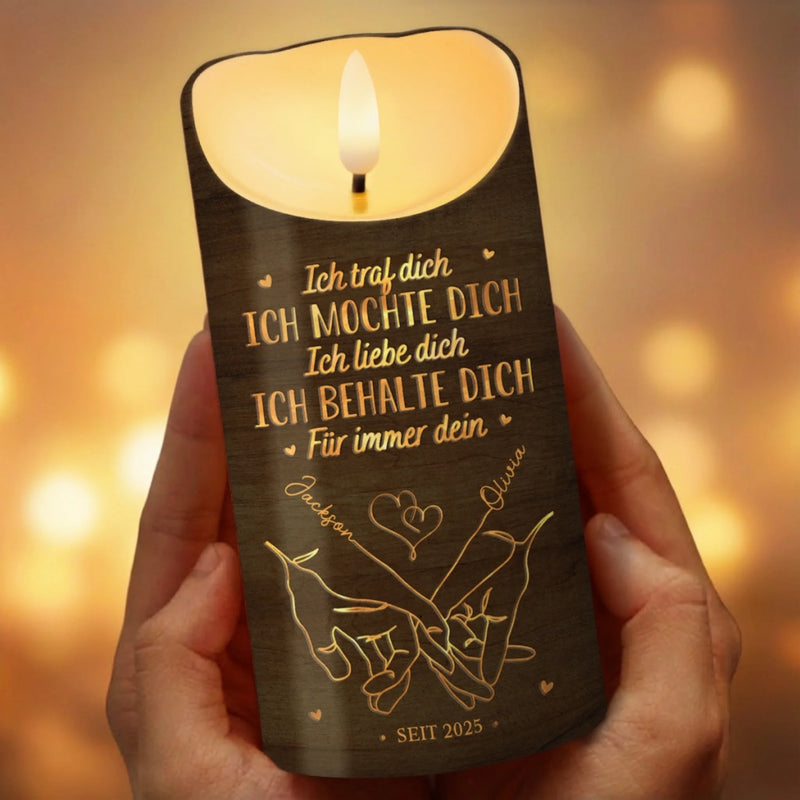 Personalisierte LED-Kerze – Geschenk für Paar – Ich Mochte Dich