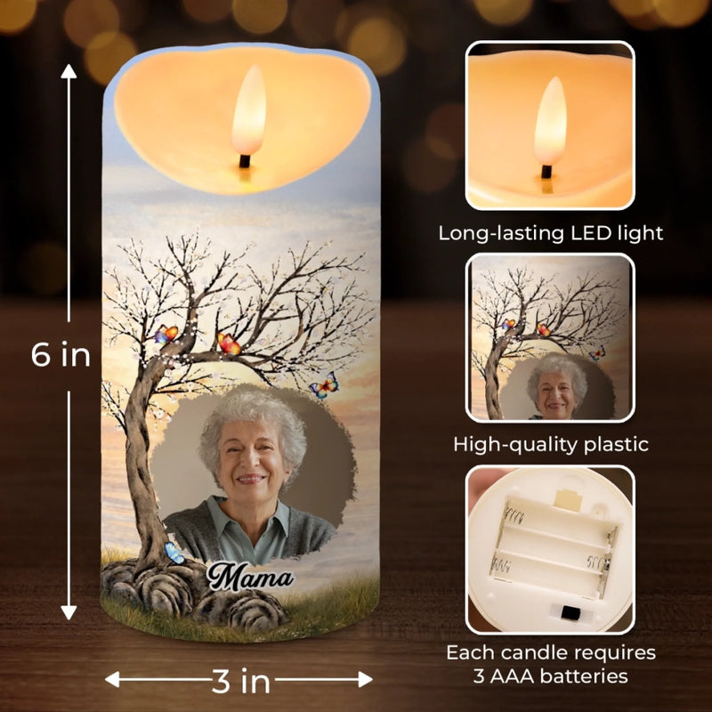 Personalisierte LED-Kerze mit Foto – Gedenken an Verstorbene | Erinnerung an Mama, Papa – Änderte Sich Meines Für Immer