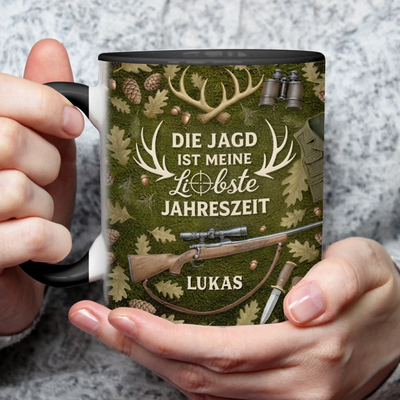 Personalisierte Tasse Mit Akzent – Geschenk für Enkelin Jäger – Die Jagd Ist Meine Liebste Jahreszeit