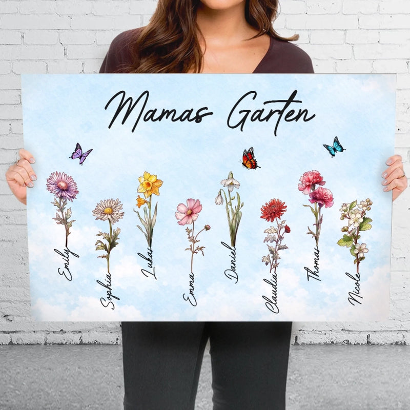 Personalisierte Horizontale Leinwand – Geschenk für Mama, Oma – Liebe wächst am besten in Omas Garten