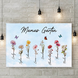 Personalisierte Horizontale Leinwand – Geschenk für Mama, Oma – Liebe wächst am besten in Omas Garten