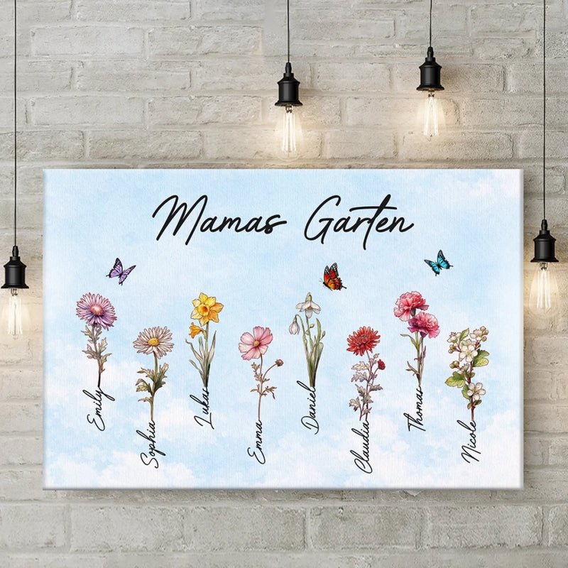 Personalisierte Horizontale Leinwand – Geschenk für Mama, Oma – Liebe wächst am besten in Omas Garten