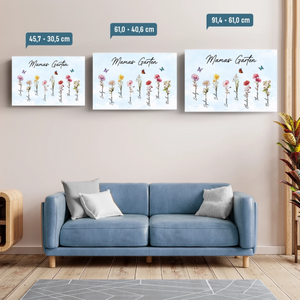 Personalisierte Horizontale Leinwand – Geschenk für Mama, Oma – Liebe wächst am besten in Omas Garten