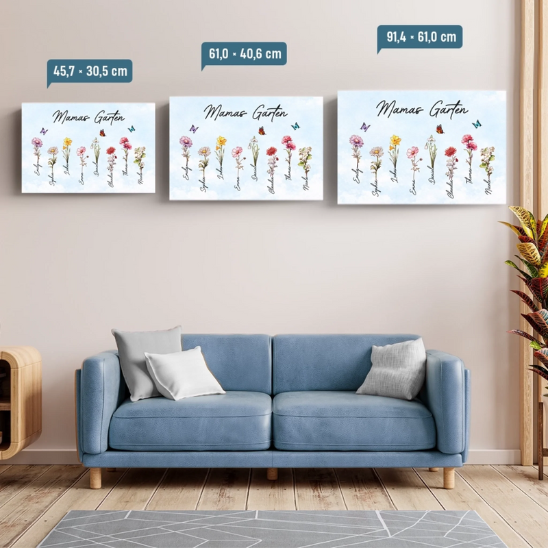 Personalisierte Horizontale Leinwand – Geschenk für Mama, Oma – Liebe wächst am besten in Omas Garten