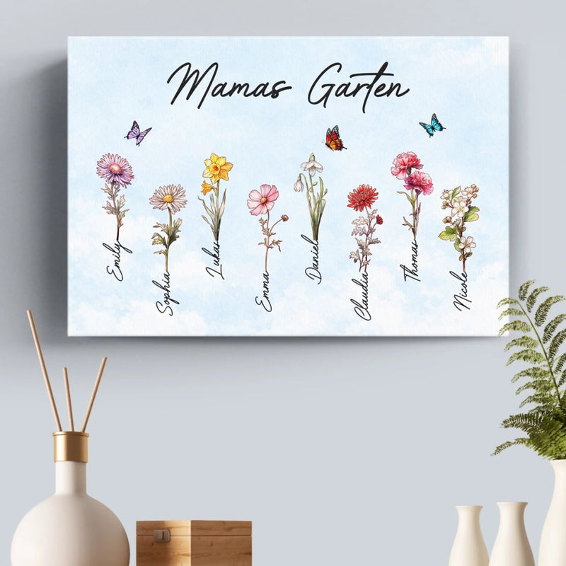 Personalisierte Horizontale Leinwand – Geschenk für Mama, Oma – Liebe wächst am besten in Omas Garten