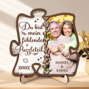 Personalisierte zweilagige Holzplakette – Geschenk für Paar – Du bist mein fehlendes Puzzleteil