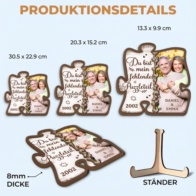 Personalisierte zweilagige Holzplakette – Geschenk für Paar – Du bist mein fehlendes Puzzleteil