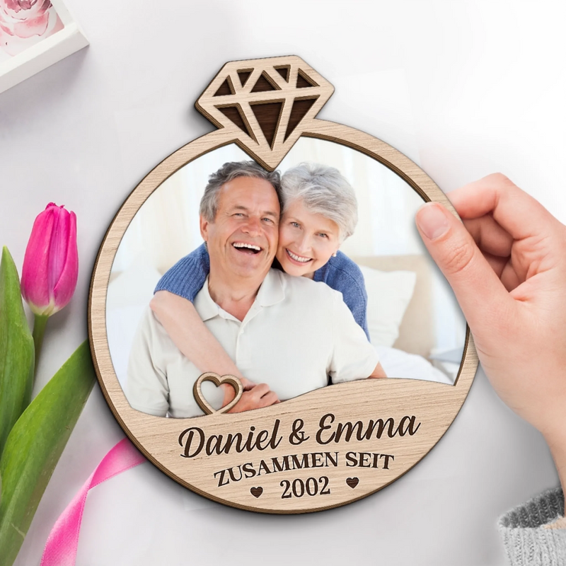 Personalisierte zweilagige Holzplakette – Geschenk für Paar – Für immer zusammen