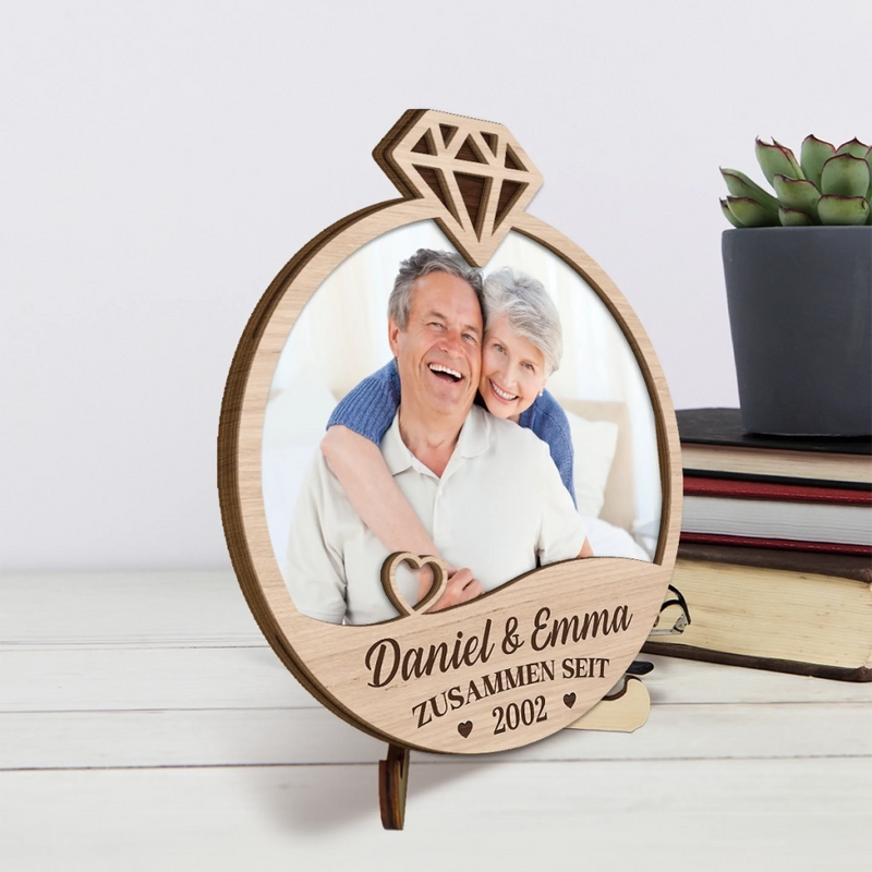 Personalisierte zweilagige Holzplakette – Geschenk für Paar – Für immer zusammen
