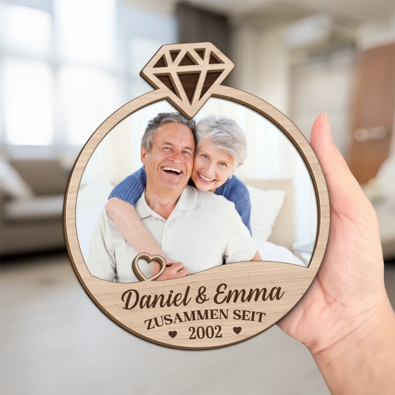 Personalisierte zweilagige Holzplakette – Geschenk für Paar – Für immer zusammen