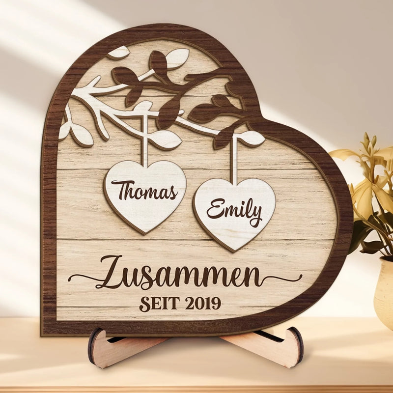 Personalisierte zweilagige Holzplakette – Geschenk für Paar – Für immer an deiner Seite
