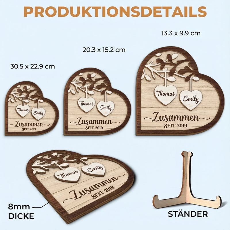 Personalisierte zweilagige Holzplakette – Geschenk für Paar – Für immer an deiner Seite