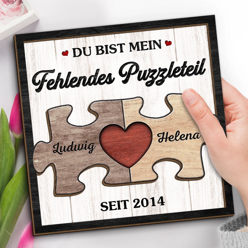 Personalisierte zweilagige Holzplakette – Geschenk für Paar – Unsere Liebe kennt keine Grenzen