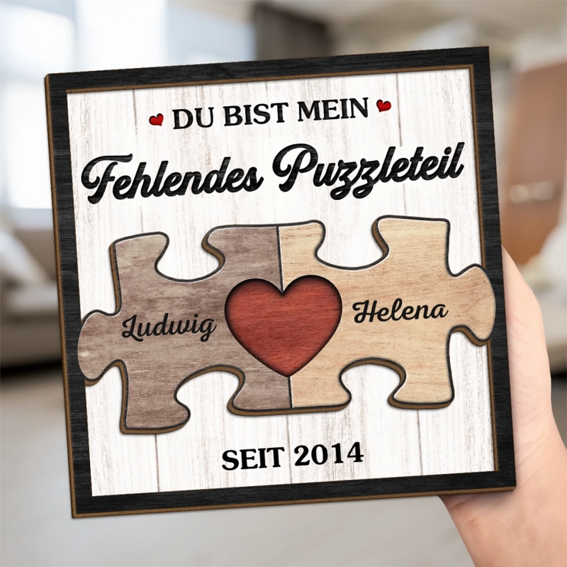 Personalisierte zweilagige Holzplakette – Geschenk für Paar – Unsere Liebe kennt keine Grenzen