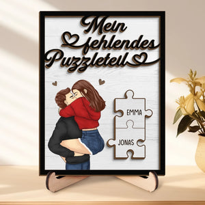 Personalisierte zweilagige Holzplakette – Geschenk für Paar – Mein fehlendes Puzzleteil