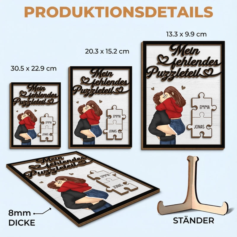 Personalisierte zweilagige Holzplakette – Geschenk für Paar – Mein fehlendes Puzzleteil