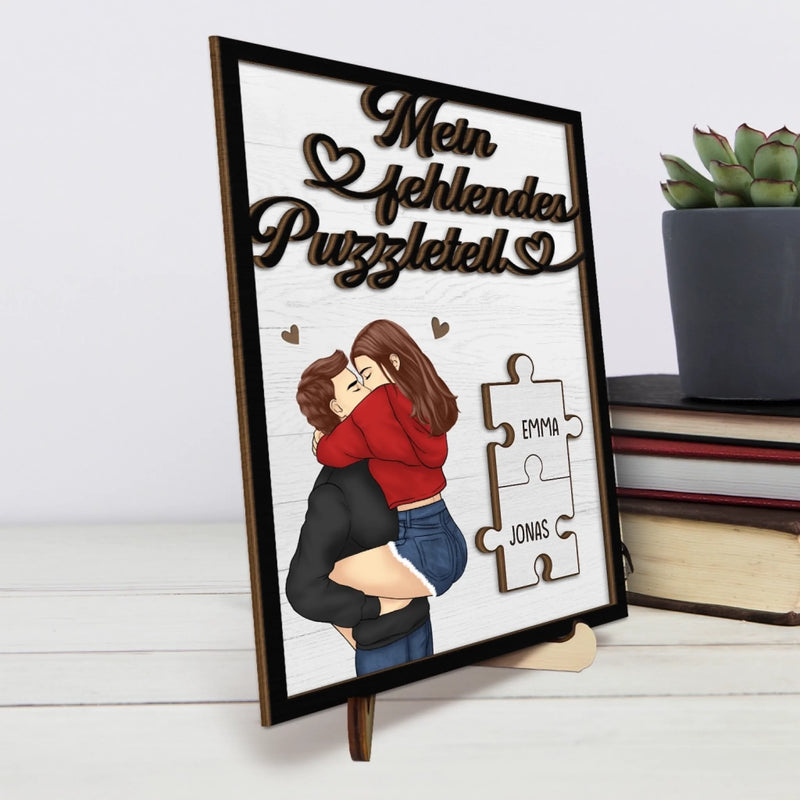 Personalisierte zweilagige Holzplakette – Geschenk für Paar – Mein fehlendes Puzzleteil