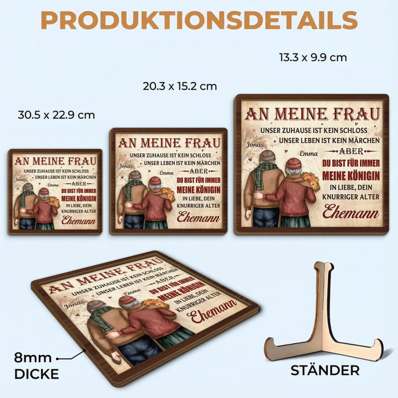 Personalisierte zweilagige Holzplakette – Geschenk für Paar – Für immer meine Königin