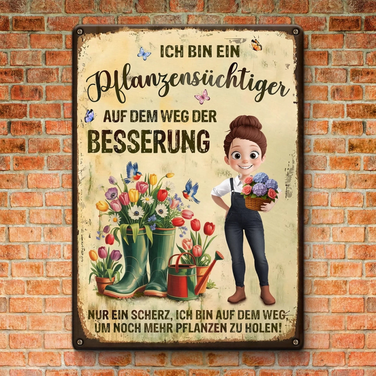 Personalisiertes Metallschild – Geschenk für Gärtner – Ich bin ein Pflanzensüchtiger