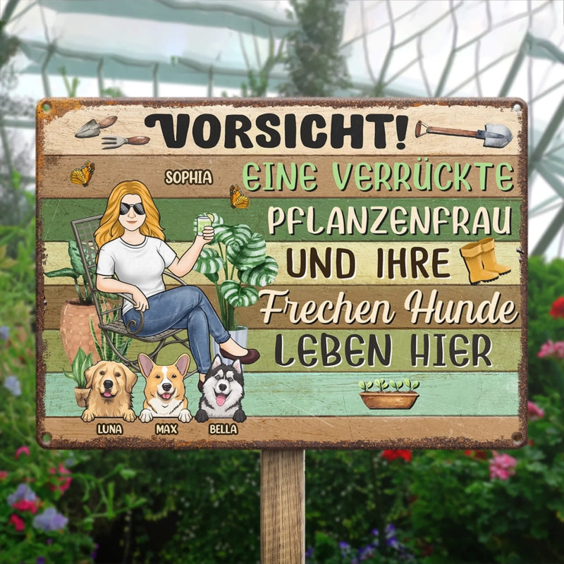 Personalisiertes Metallschild – Geschenk für Gärtner – Pflanzenliebe und Chaos