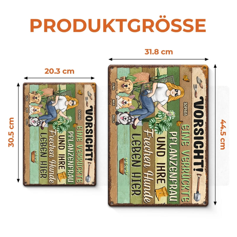 Personalisiertes Metallschild – Geschenk für Gärtner – Pflanzenliebe und Chaos