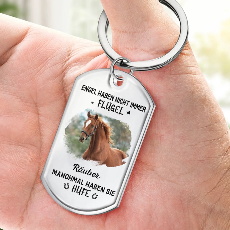 Personalisierter Schlüsselanhänger mit Foto – Tiergedenkgeschenk für Haustierbesitzer – Engel Haben Nicht Immer Flügel