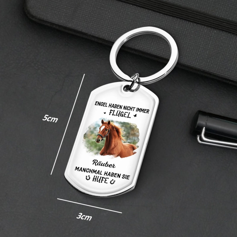 Personalisierter Schlüsselanhänger mit Foto – Tiergedenkgeschenk für Haustierbesitzer – Engel Haben Nicht Immer Flügel