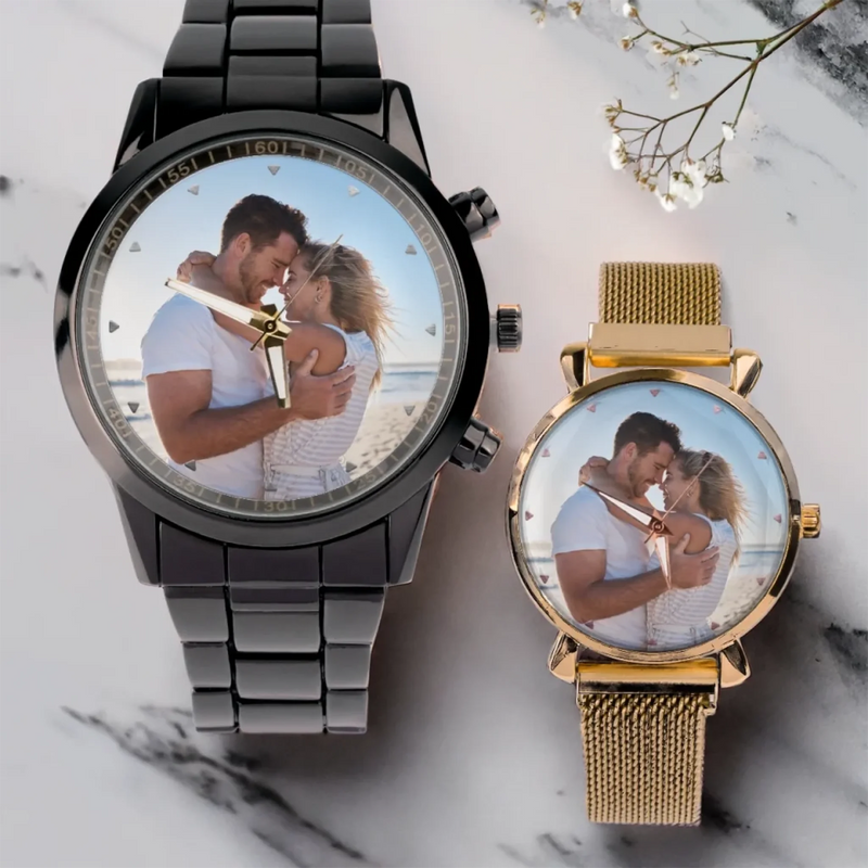 Personalisierte Unisex-Uhr mit Foto – Geschenk für Paar – Ich liebe Dich