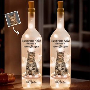 Personalisierte Flaschenlampe mit Foto – Tiergedenkgeschenk für Haustierbesitzer – Für die lieben Erinnerungen