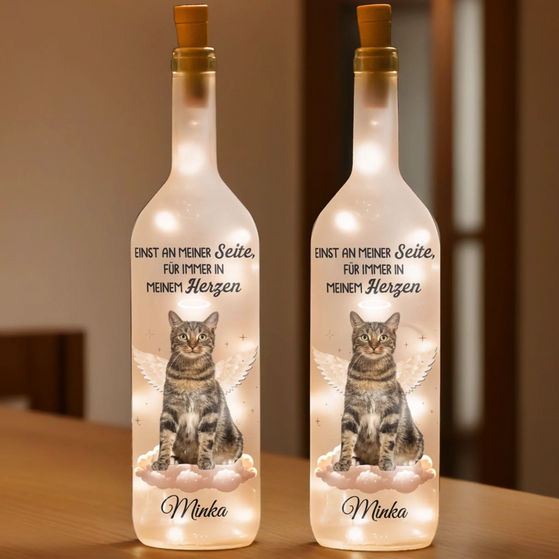 Personalisierte Flaschenlampe mit Foto – Tiergedenkgeschenk für Haustierbesitzer – Für die lieben Erinnerungen