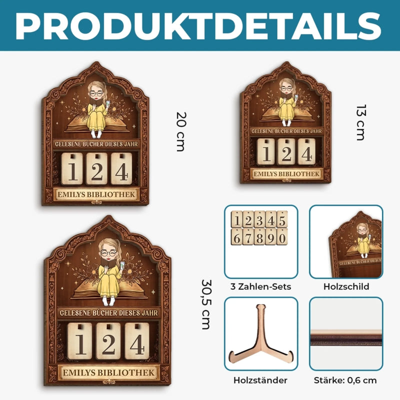 Personalisiertes Holz-Tracker-Schild – Geschenke für Buchliebhaber – Bücher zählen, Erinnerungen sammeln