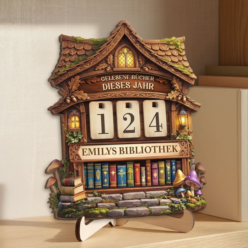 Personalisiertes Holz-Tracker-Schild – Geschenke für Buchliebhaber – Meine Lesebibliothek in Zahlen