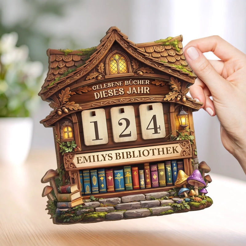 Personalisiertes Holz-Tracker-Schild – Geschenke für Buchliebhaber – Meine Lesebibliothek in Zahlen
