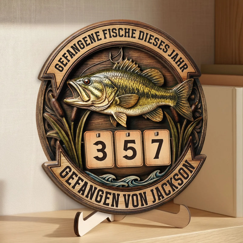 Personalisiertes Holz-Tracker-Schild – Geschenke für Angler – Fang des Jahres