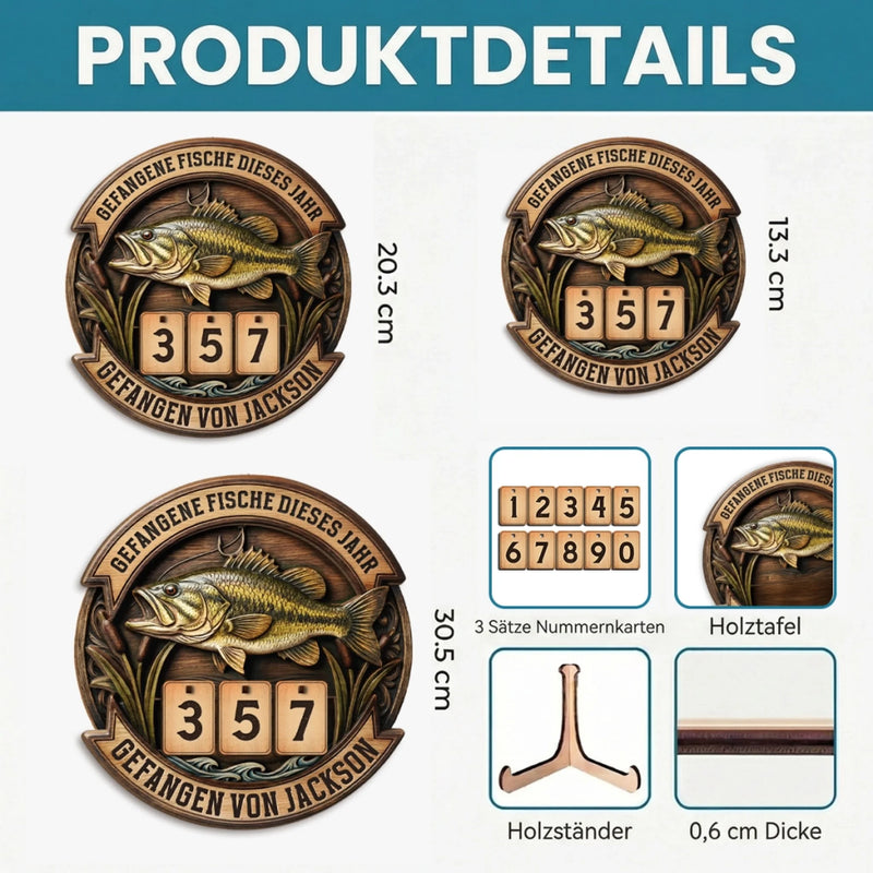 Personalisiertes Holz-Tracker-Schild – Geschenke für Angler – Fang des Jahres