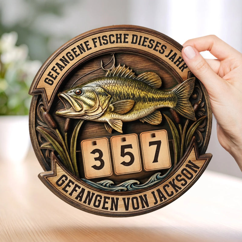 Personalisiertes Holz-Tracker-Schild – Geschenke für Angler – Fang des Jahres