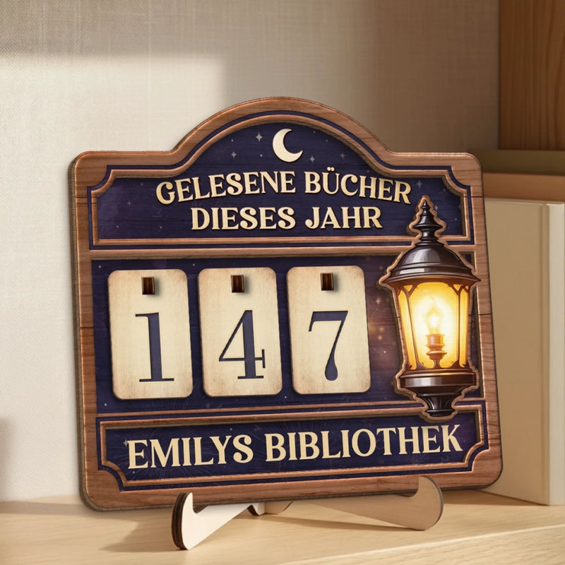 Personalisiertes Holz-Tracker-Schild – Geschenke für Buchliebhaber – Bücherliebe sichtbar machen
