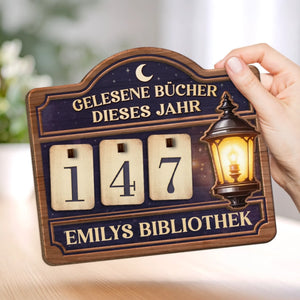 Personalisiertes Holz-Tracker-Schild – Geschenke für Buchliebhaber – Bücherliebe sichtbar machen