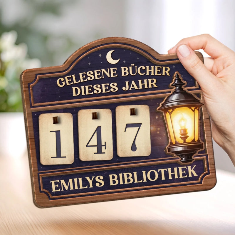 Personalisiertes Holz-Tracker-Schild – Geschenke für Buchliebhaber – Bücherliebe sichtbar machen