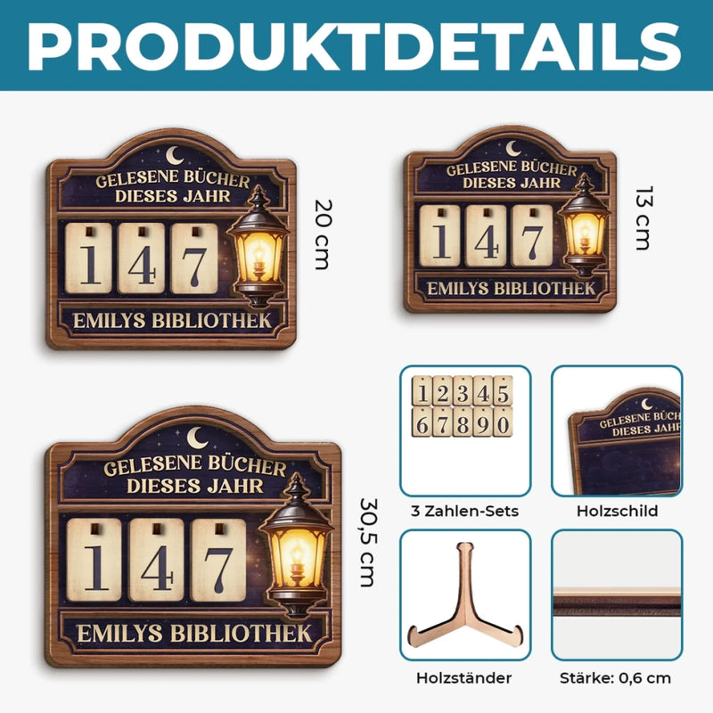 Personalisiertes Holz-Tracker-Schild – Geschenke für Buchliebhaber – Bücherliebe sichtbar machen