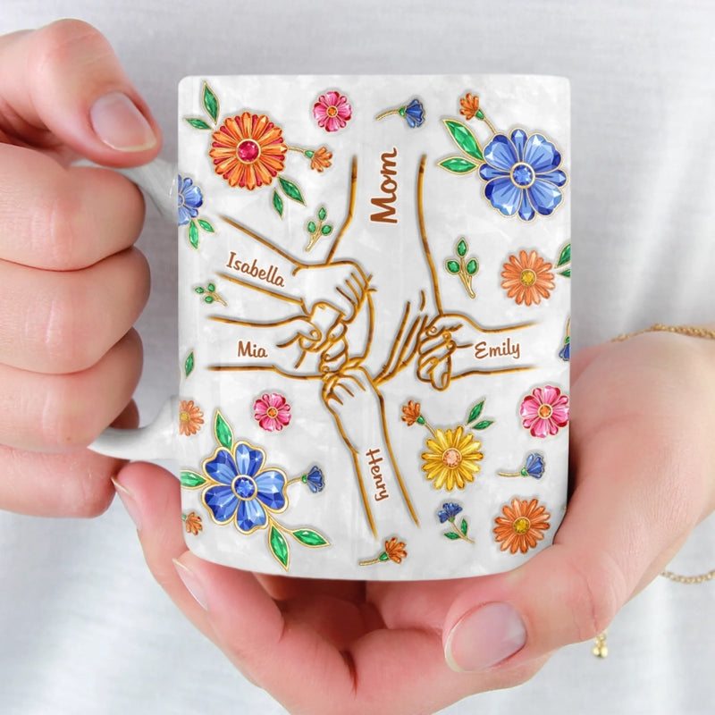 Personalisierte Tasse – Geschenk für Mama – Die liebevollen Hände einer Mutter