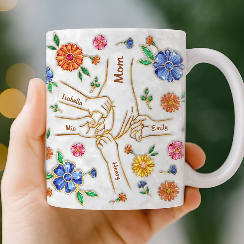 Personalisierte Tasse – Geschenk für Mama – Die liebevollen Hände einer Mutter